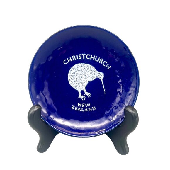 Other - Christchurch New Zealand Souvenir Enamel Trinket Dish Plate Kiwi Bird Design 4"